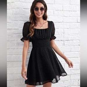 SHEIN Puff Sleeve Swiss Dot Dress